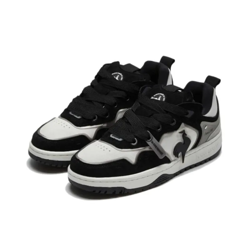 Le Coq Sportif Anti Slip Wear Resistant Low Top Skateboard Shoes Women's Black White Gray-1