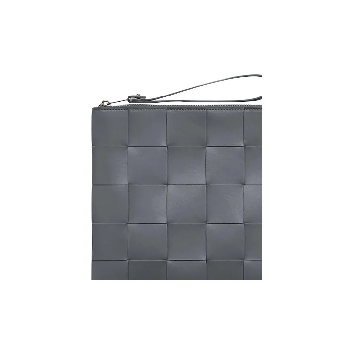 Bottega Veneta Calfskin Clutch Tubas Men's Gray-4