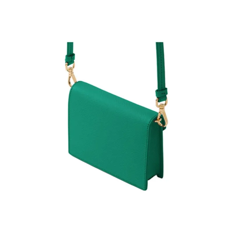 PRADA Leather One Shoulder Crossbody Card Holder Women's Green-2