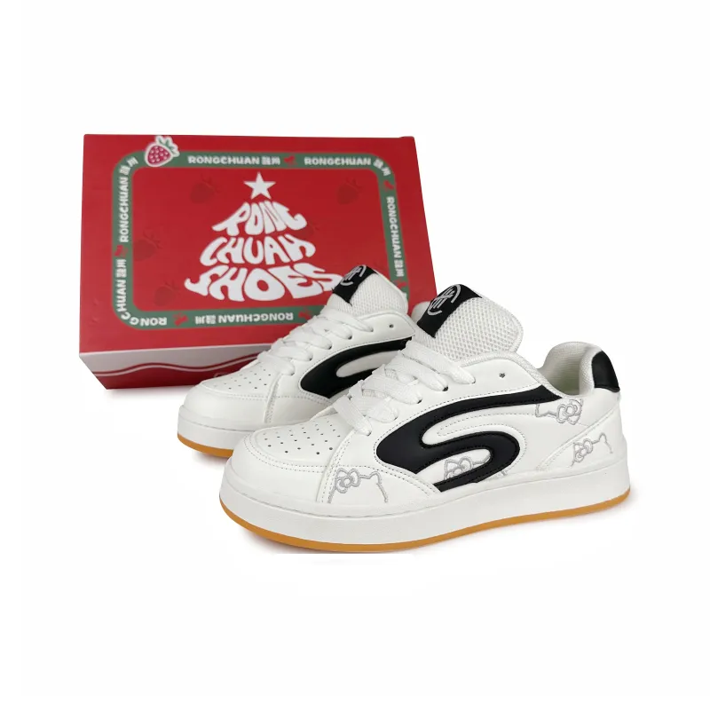 Rongchuan Anti-Slip And Wear-Resistant Lightweight Low-Top Skateboard Shoes Unisex White Natural Rubber-1