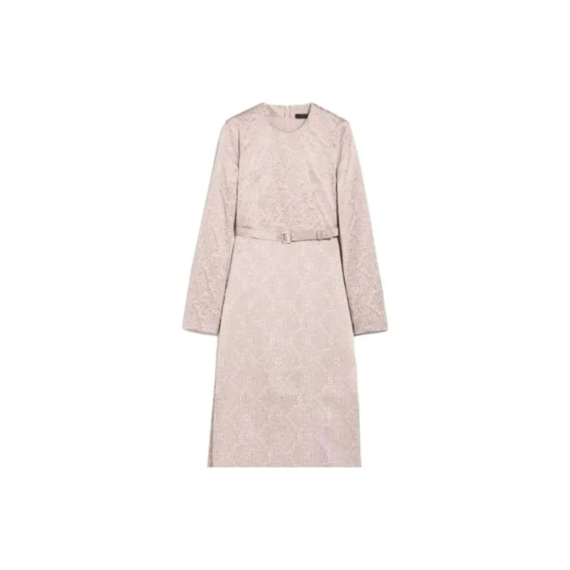 MaxMara Falco Collection Long Jacquard Dress Long-Sleeved Dresses Women's Pink-3