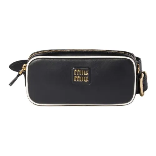 MIU MIU Calfskin Fanny Pack Women's Black & White