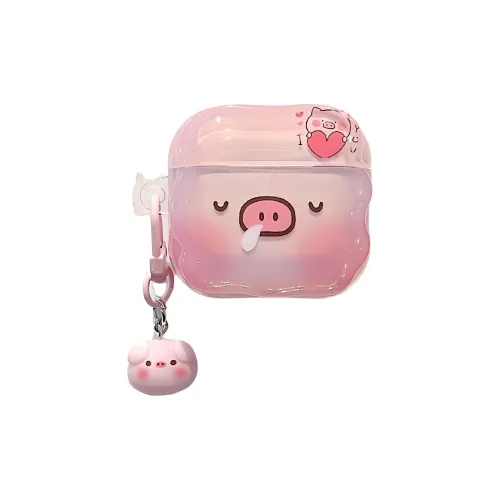 YADIQI Compatible With IPhone/iPad/AirPods 4th/3rd/2nd/1st/Pro/Pro2 TPU Cute Cartoon Pink Sleepy Pig Headphone Cases
