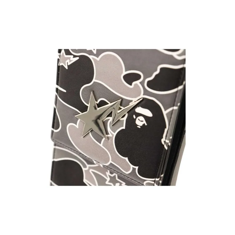 A BATHING APE Microfiber Synthetic Leather Cell Phone Pouch, Crossbody Bag Unisex Black/Pink-2