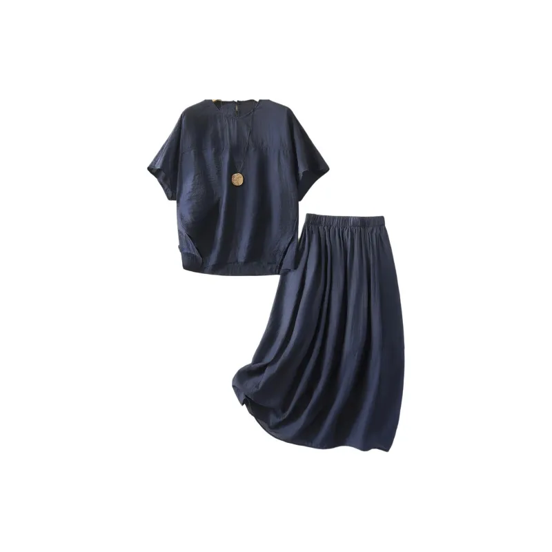IHIMI Skirt Set Women's Navy Blue-1