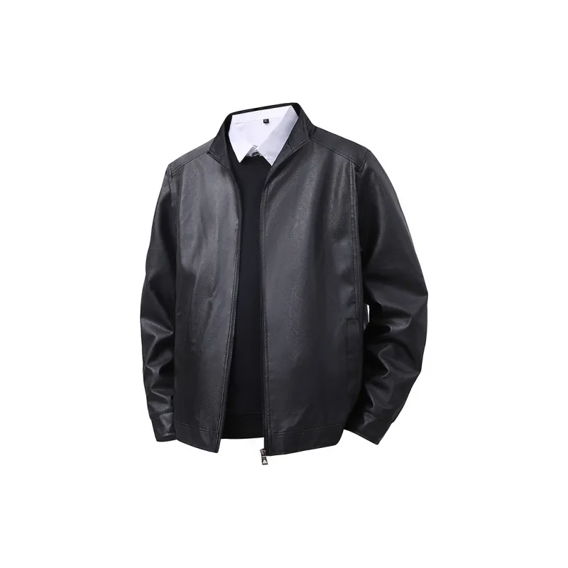 Fashion Leather Jacket Men's Classic Black-0