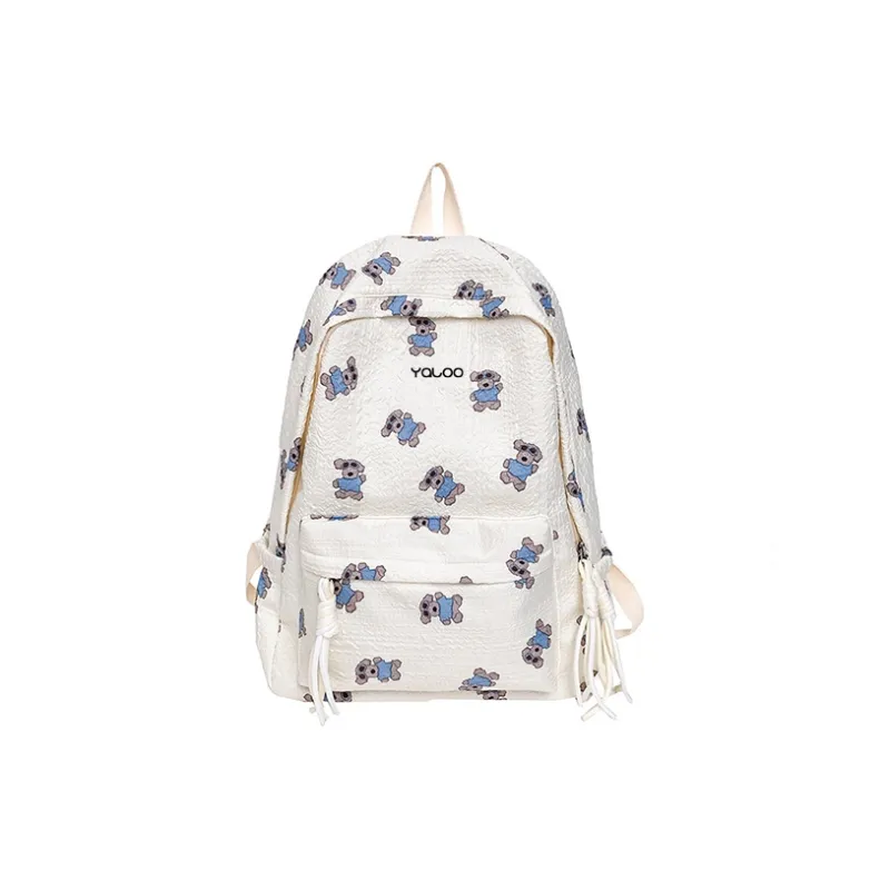 Yalu Cotton Backpack Regular Unisex White/Pink-0