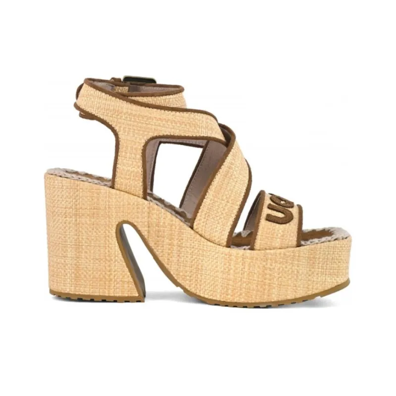 MOU Strap Sandals 3.5cm Women's Raffia Natural-1