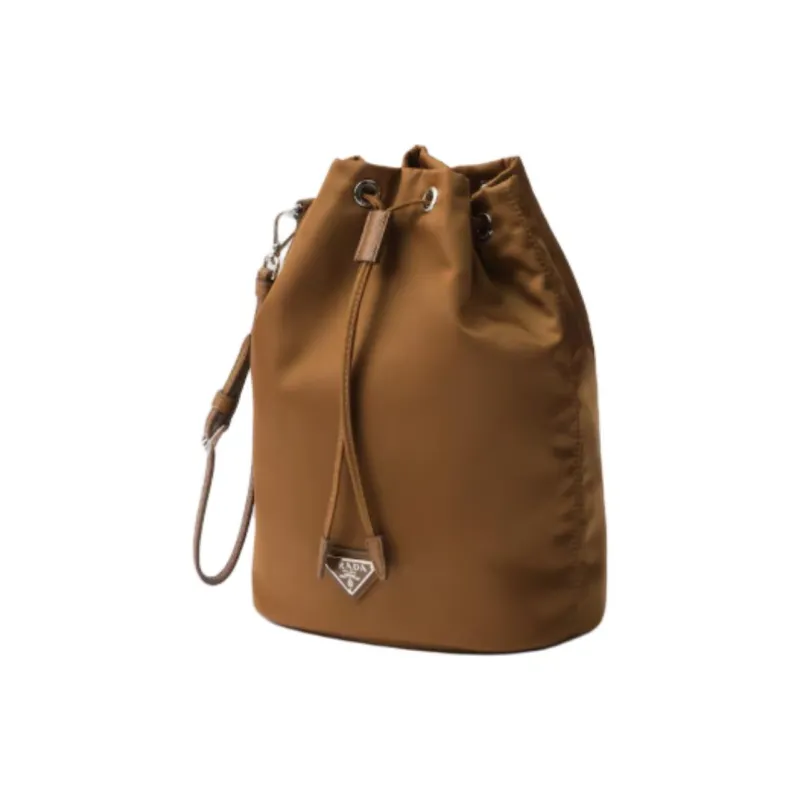 PRADA Re Nylon Fabric Bucket Bag Handbag Trumpets Women's Brandy Brown-1