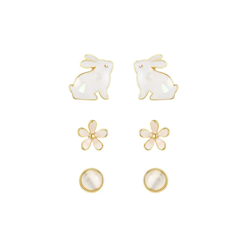 Yiru Glass Cat Eye Stud Earrings Women's-0
