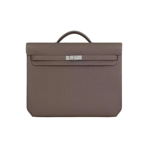 HERMES Kelly Depeches Togo Calfskin Briefcases Handbags Men's 8F Gris ÉTain Tin Gray