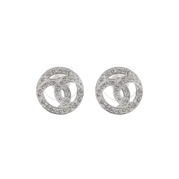 CHANEL Round Cc Crystal Earrings