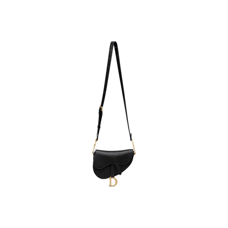 DIOR Goatskin Saddle Bags Shoulder Bags Mini Women's Black-1