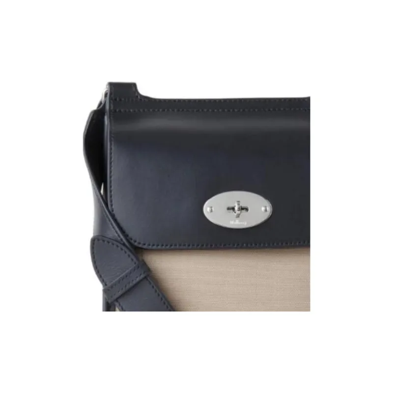 Mulberry Cotton Shoulder Bag Trumpets Men's Black-3