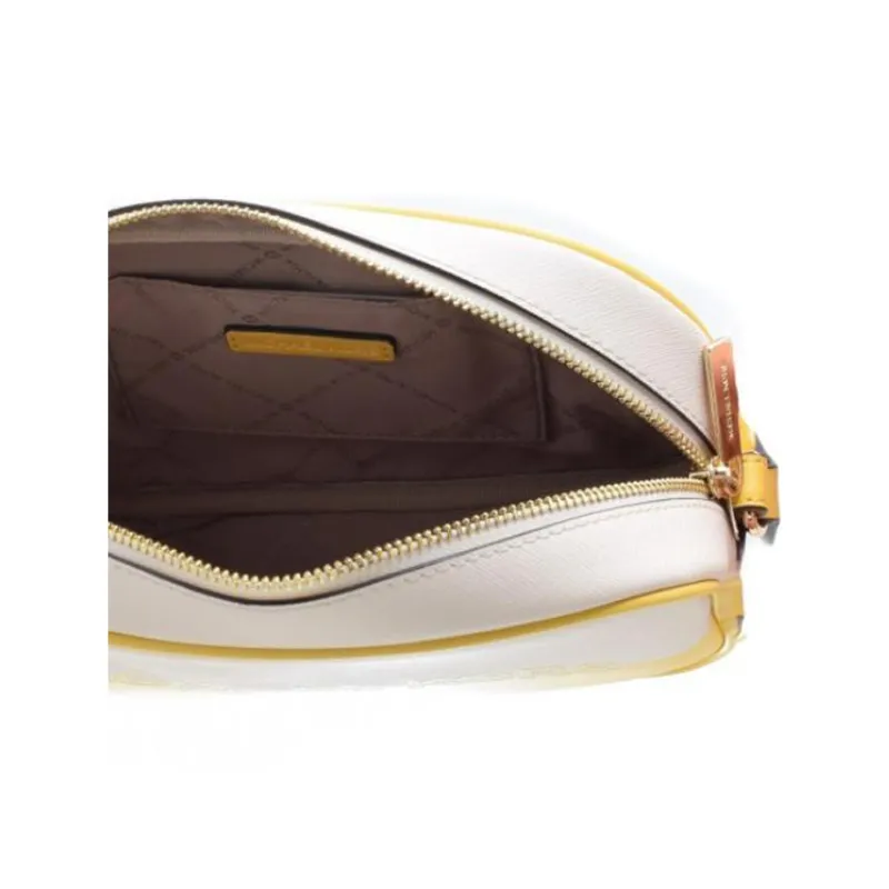 MICHAEL KORS Canvas Crossbody Bag, Shoulder Bag Women's White & Yellow-4