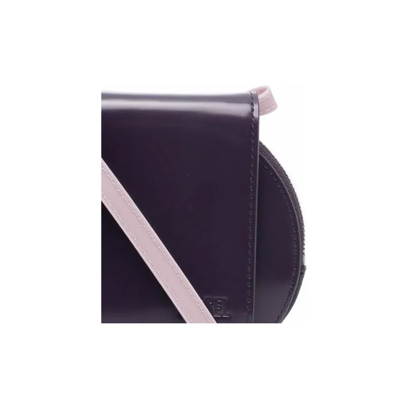 DIESEL Cow Leather Shoulder Bag Crossbody Bag Wallet Women's Purple-3