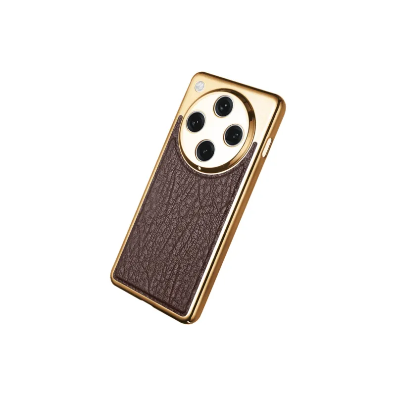 Povatine Genuine Leather Material Classic Nostalgic Tricolor Phone Cases Compatibility With OPPO Find X8/Find X8 Pro-1