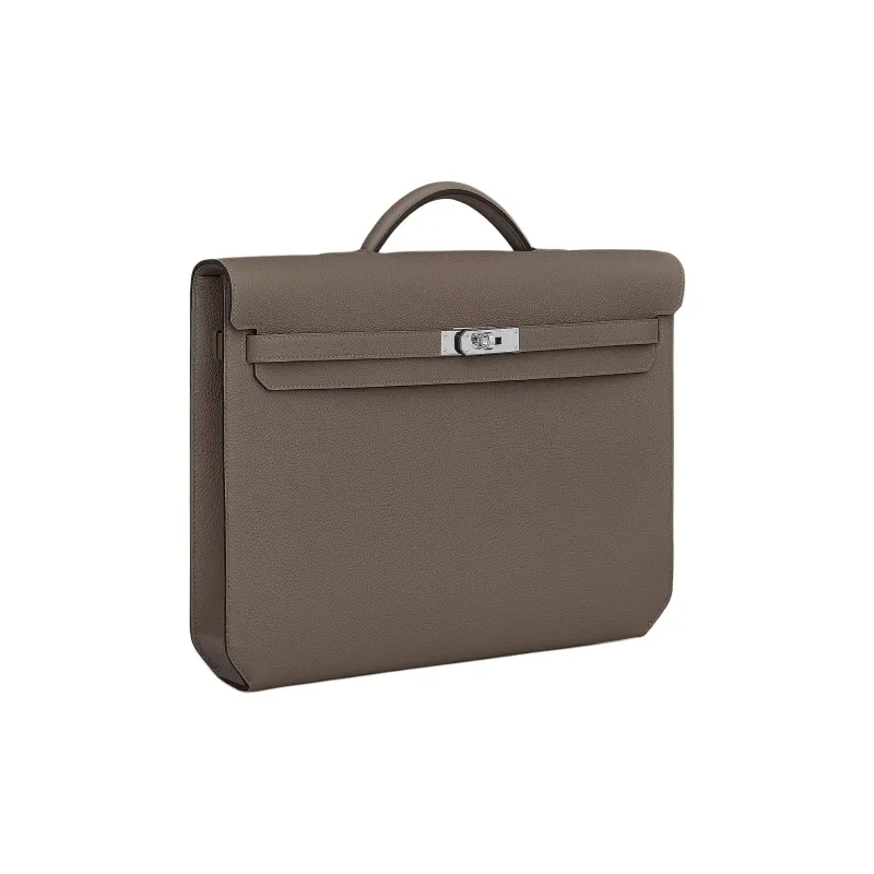 HERMES Kelly Depeches Togo Calfskin Briefcases Handbags Men's 8F Gris ÉTain Tin Gray-1