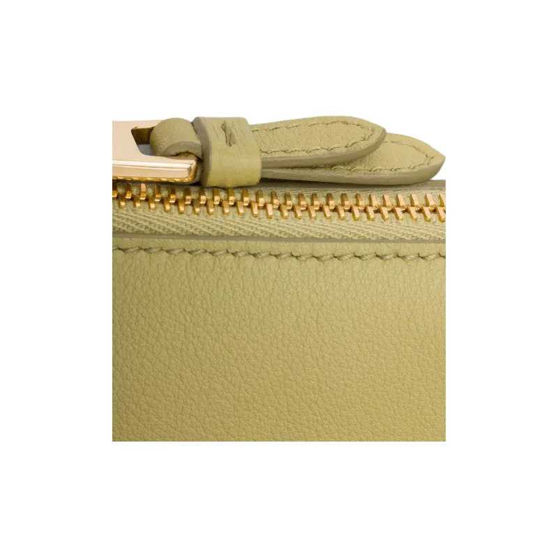 PRADA Leather Clutch Shoulder Bag Women's Light Grass Green-4