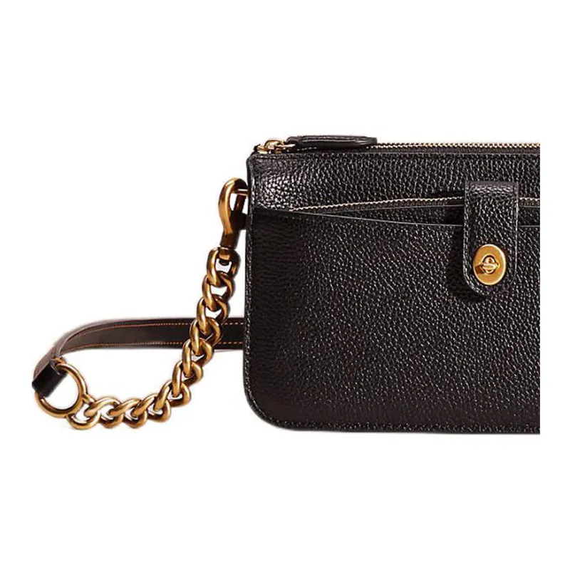 COACH Noa Pop Up Polished Pebbled Leather Crossbody Bag, Shoulder Bag Trumpets Women's Black-3