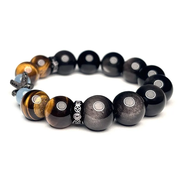 MOUNTAINS AND MANS Obsidian Luxury Good Luck Beaded Bracelet Men's-1