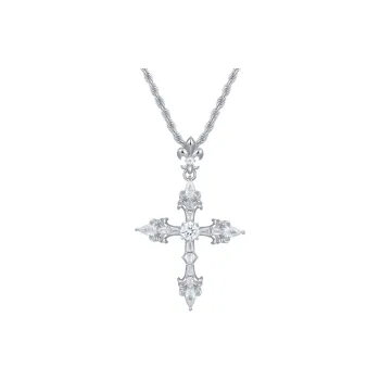 APORRO Fully Rhinestone Embellished Luxe Lightweight Necklace Unisex 18K White Gold Plated/14K Gold Plated