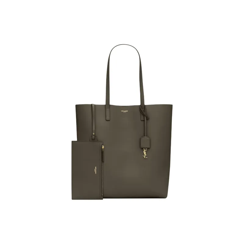 SAINT LAURENT Leather Tote Bag, Shopping Bag, Shoulder Bag Regular Women's Olive Green-1