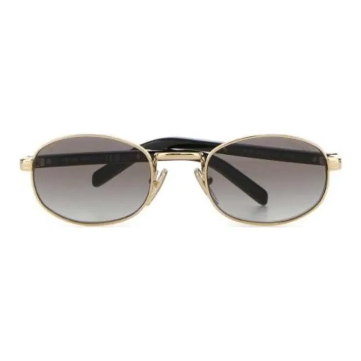 PRADA Metal Oval Sunglasses Women's Gold-1