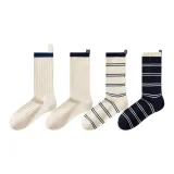 White+Milk White+Milk White Stripes+Navy Blue Stripes[4 Pack]