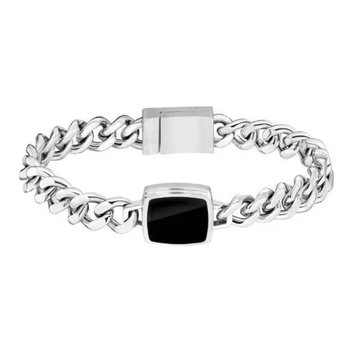 HUGO BOSS Stainless Steel Onyx Bracelets Men's Silver
