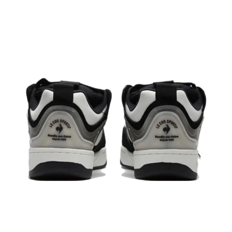 Le Coq Sportif Anti Slip Wear Resistant Low Top Skateboard Shoes Women's Black White Gray-3