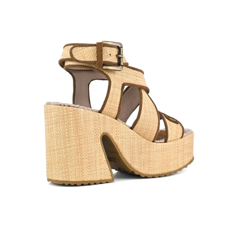 MOU Strap Sandals 3.5cm Women's Raffia Natural-3