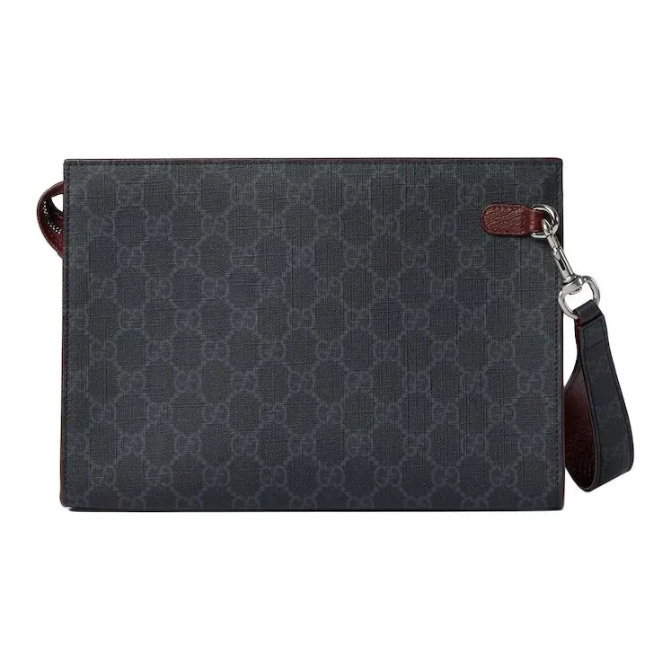 GUCCI Canvas Clutch Men's Black & Red-4