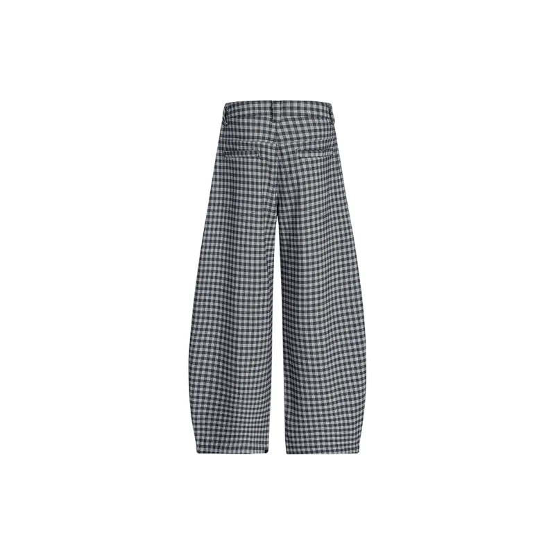 Kastinger Casual Pants Unisex Black White Plaid-1