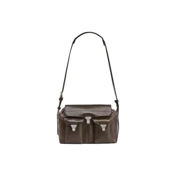 Lemaire Cow Leather Handbag, Shoulder Bag Medium Size Women's Khaki Brown