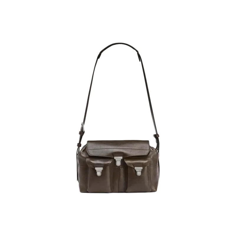 Lemaire Cow Leather Handbag, Shoulder Bag Medium Size Women's Khaki Brown-0