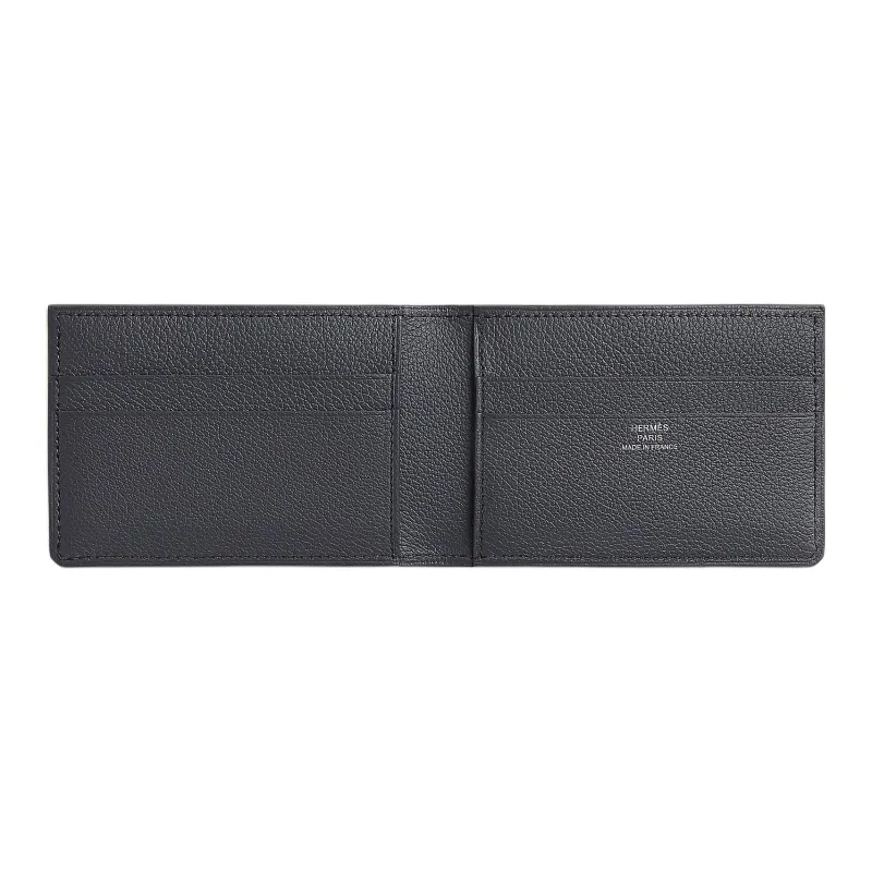 HERMES H Sellier Evercolor Calfskin Card Holder Regular Men's 89 Noir Black-1