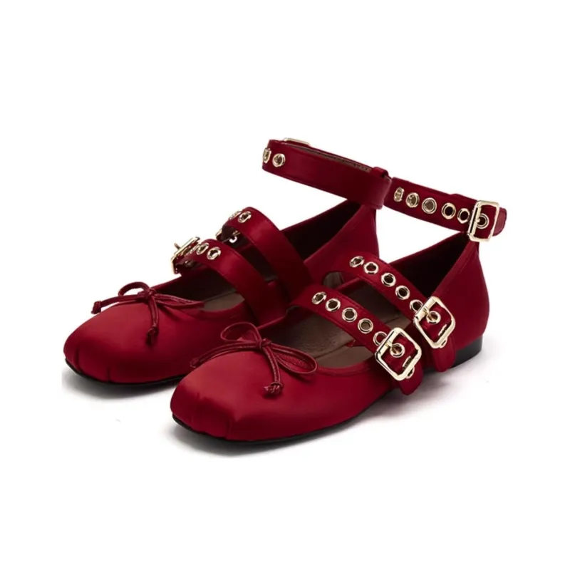 Jeffrey Campbell Stylish Connecting Thread Collection Casual Single Shoes Women's Red-2