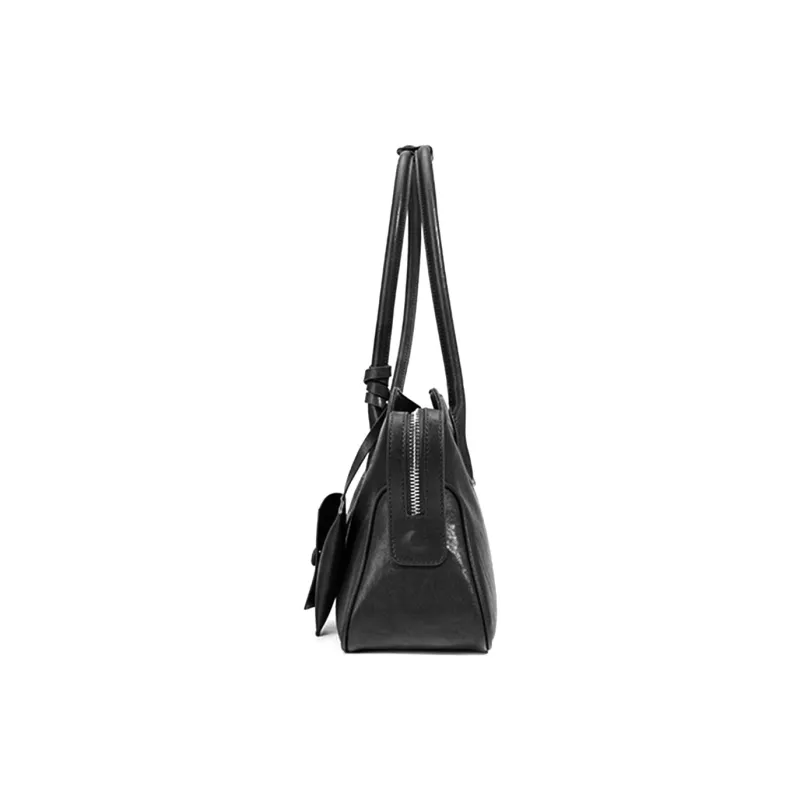 ROBERTA DI CAMERINO Vegetable Tanned Genuine Leather Shoulder Bag Women's Black/Dark Red-2