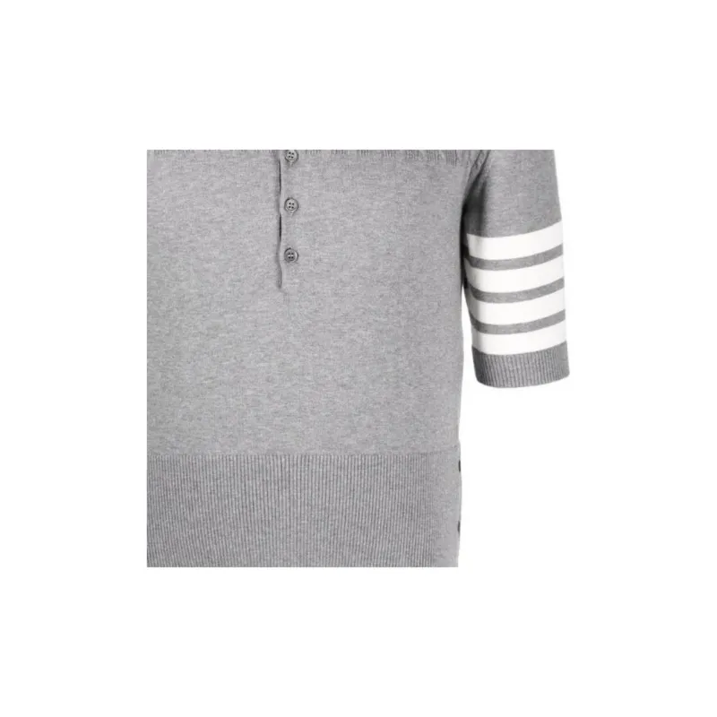 THOM BROWNE 4 Bar Stripe Knit Polo Shirt-5