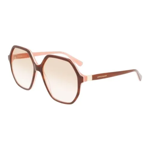 LONGCHAMP Acetate Irregular Shape Sunglasses Women's Brown