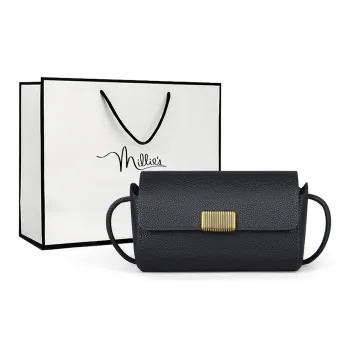 MILLIE'S Cow Leather Shoulder Bag, Crossbody Bag, Small Square Bag, Pillow Bag Regular Women's Black