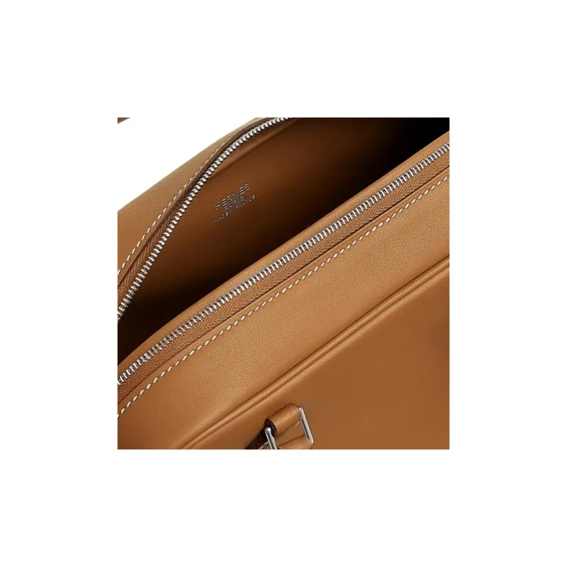 HERMES Plume Swift Cow Leather Handbag Mini Women's 37 Gold Gold Brown-3