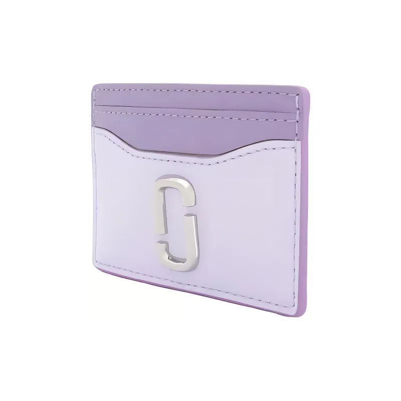 MARC JACOBS Snapshot Saffiano Cross Grain Leather Card Clip Card Holder Women's Purple With Light Purple Accents Purple-1