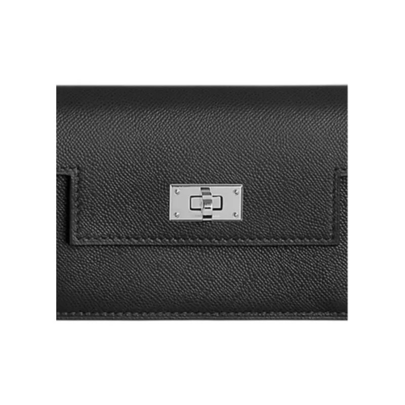 HERMES Kelly Pocket Madame Calfskin Clutches Wallets Women's 89 Noir Black-3