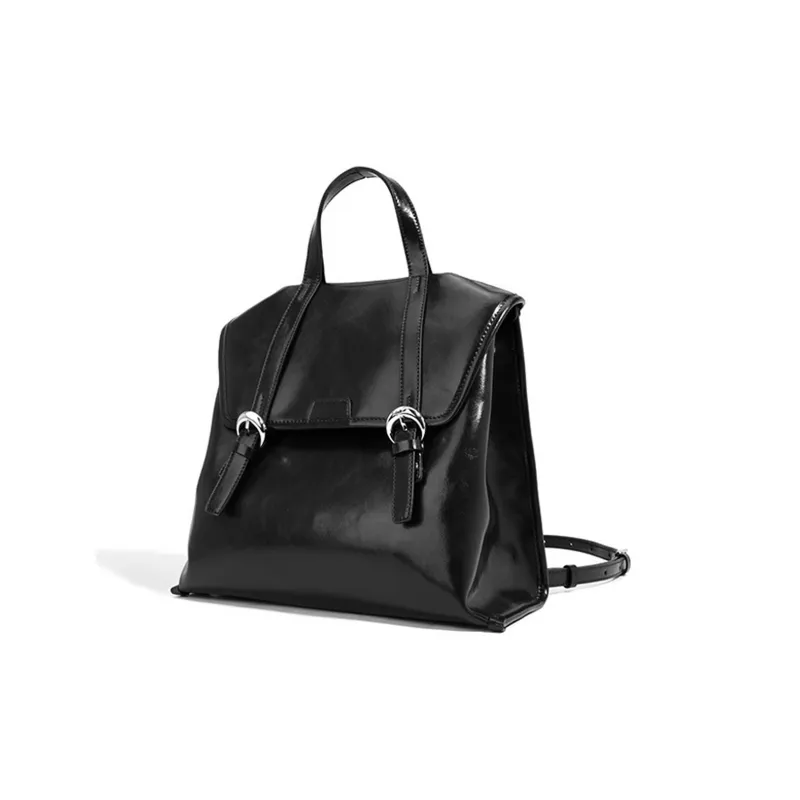 ROBERTA DI CAMERINO Cow Leather Backpack Women's Mocha/Gentleman Black-6