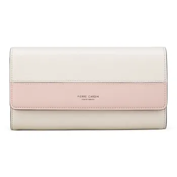 PIERRE CARDIN Cow Leather Clutch Women's Ecru & Pink