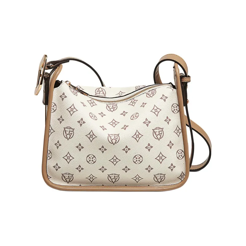 Old Man's Head Synthetic Leather Shoulder Bag Women's Beige-1