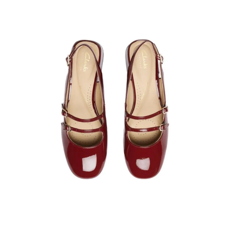 Clarks Daisy Collection Chunky Heel High Heels 6.5cm Women's Red-3