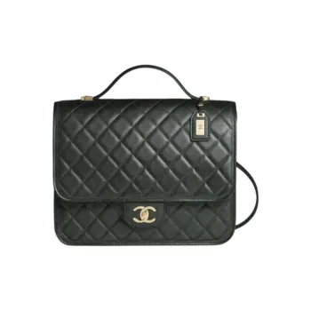 CHANEL Grain Cow Leather Handbag, Shoulder Bag Large Size Women's Cuban Green